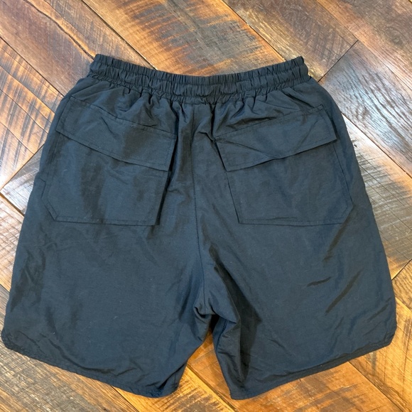 Rhude  Cross Hair Black Nylon Logo Shorts Men’s Medium Drawstring - Picture 8 of 11